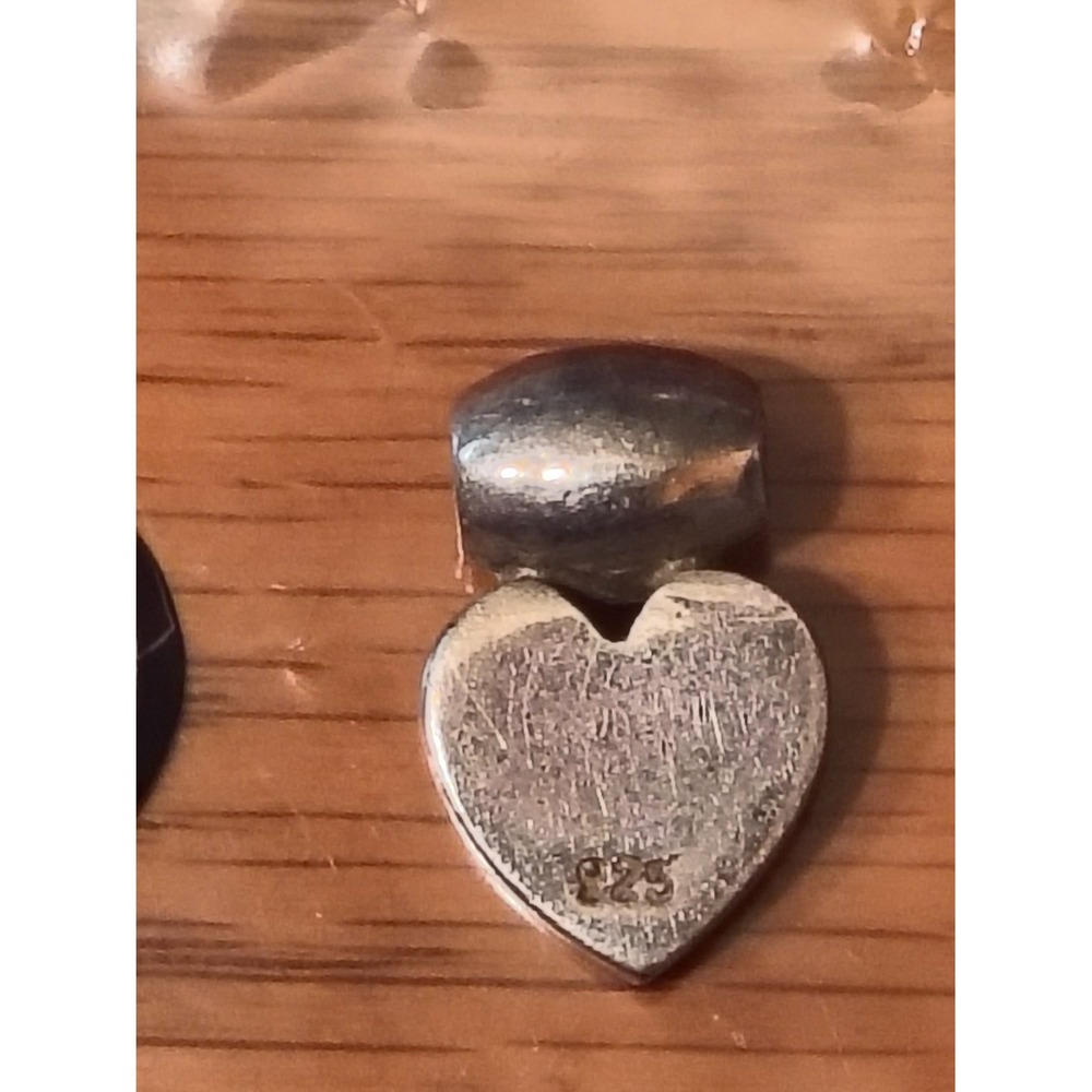 sterling silver heart charm bead polished bail stamped 925